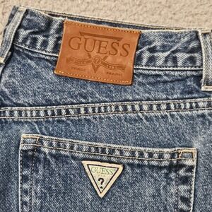 Guess Jeans Vintage 90s Classic Fit 001 Straight Leg Mens 31x30 White Logo Denim